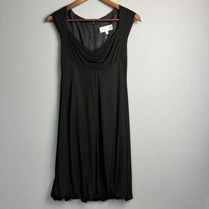 Badgley Mischka Dress Sz 2 Black Cowl Neck Cocktail Bubble Hem Sleeveless‎ Lined